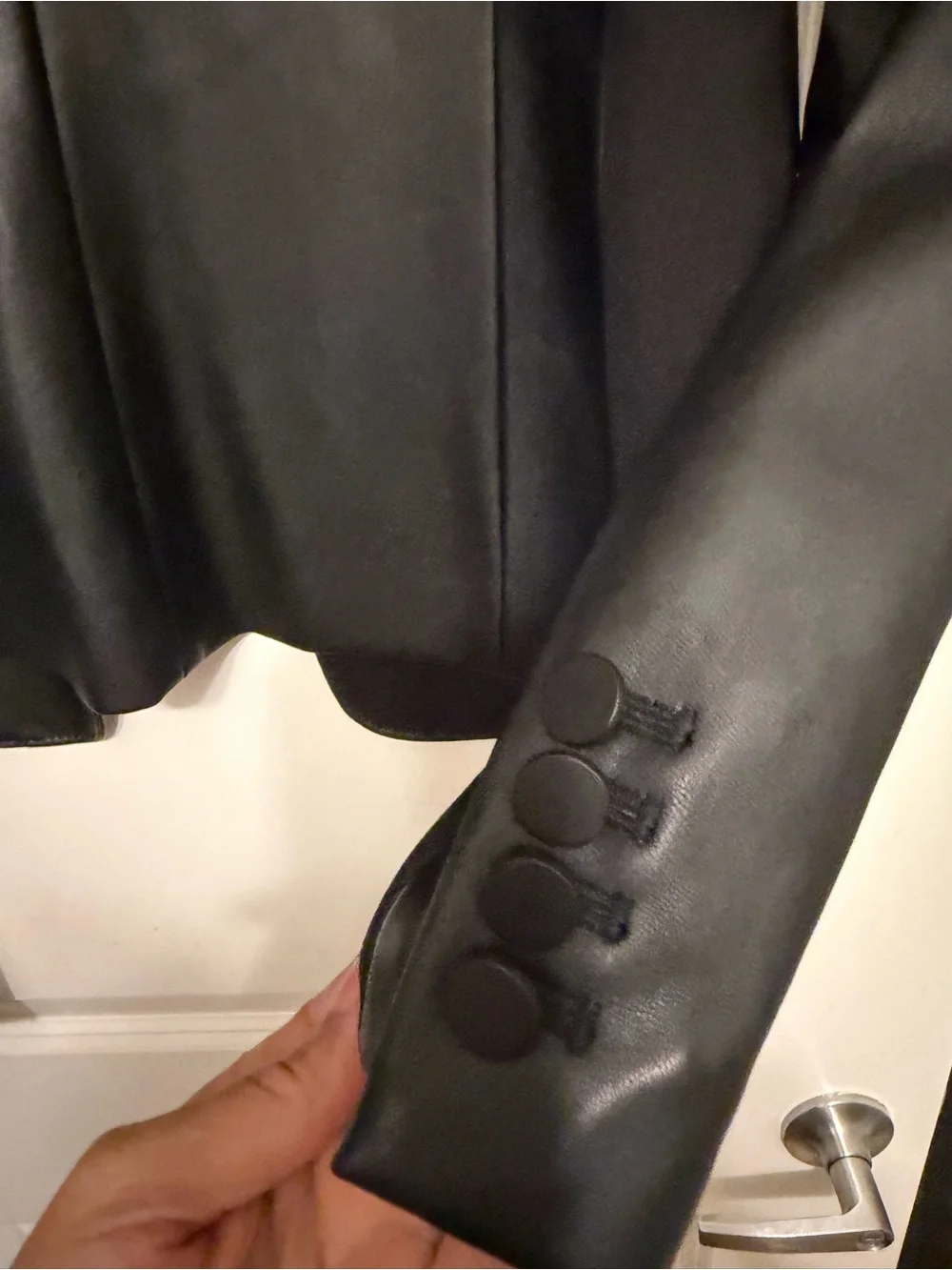 Calvin Klein Black Faux Leather Blazer